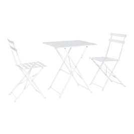 Комплект от маса с 2 стола Home ESPRIT Бял 60 x 60 x 71 cm