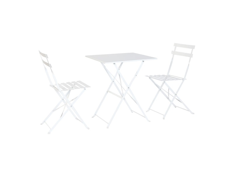 Комплект от маса с 2 стола Home ESPRIT Бял 60 x 60 x 71 cm NaN –  BB Комплекти градински мебели