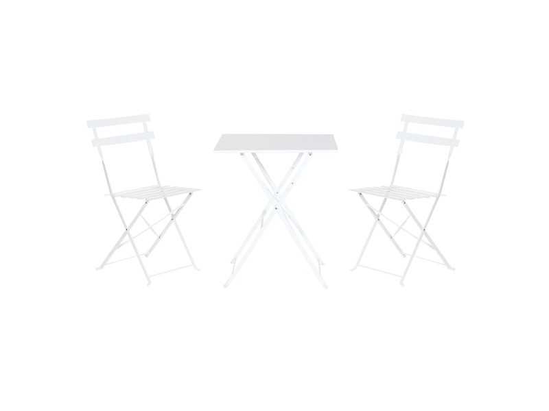Комплект от маса с 2 стола Home ESPRIT Бял 60 x 60 x 71 cm NaN –  BB Комплекти градински мебели