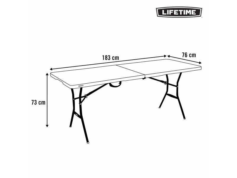 Сгъваема масичка Lifetime Черен 183 x 73 x 76 cm NaN –  BB Маси за пикник