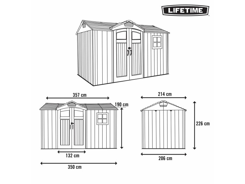 Кабина Lifetime 356 x 225 x 213 cm Сив NaN –  BB Навеси за съхранение