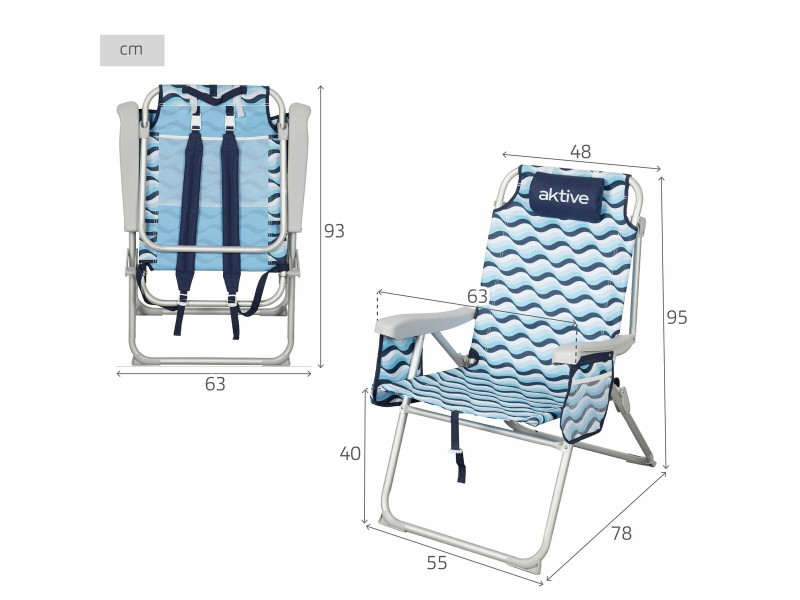 Плажен стол Aktive 48 x 95 x 78 cm (2 броя) NaN –  BB Сгъваеми столове