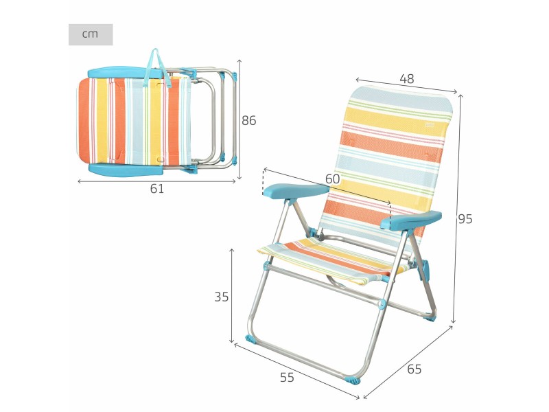 Плажен стол Aktive 48 x 95 x 65 cm (4 броя) NaN –  BB Сгъваеми столове