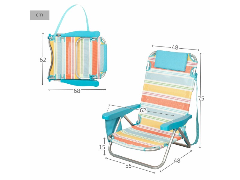 Плажен стол Aktive 48 x 75 x 48 cm (2 броя) NaN –  BB Сгъваеми столове