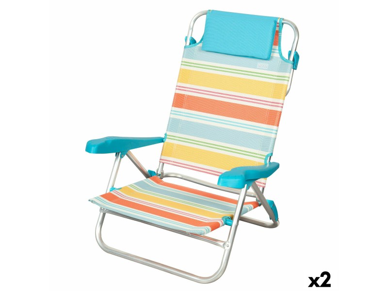 Плажен стол Aktive Многоцветен 48 x 90 x 60 cm (2 броя) NaN –  BB Сгъваеми столове