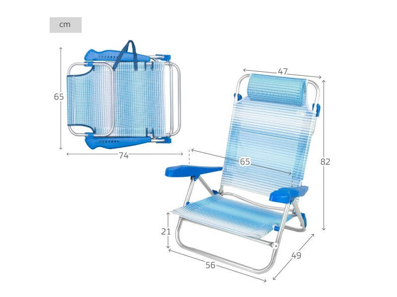 Плажен стол Aktive 47 x 82 x 49 cm (2 броя) NaN –  BB Сгъваеми столове