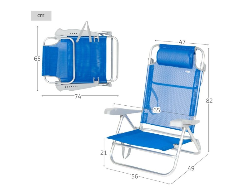 Плажен стол Aktive 47 x 82 x 49 cm (2 броя) NaN –  BB Сгъваеми столове