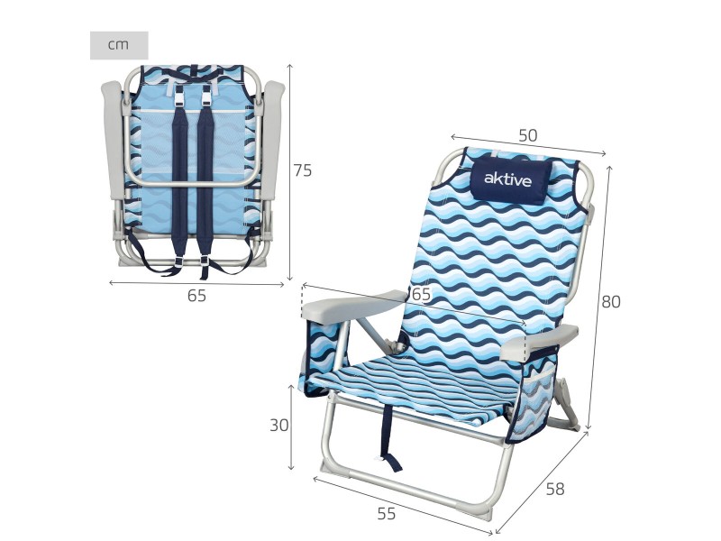 Плажен стол Aktive 50 x 80 x 58 cm (2 броя) NaN –  BB Сгъваеми столове