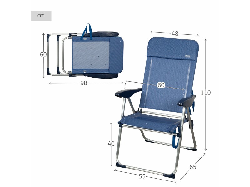 Плажен стол Aktive 48 x 110 x 65 cm (2 броя) NaN –  BB Сгъваеми столове