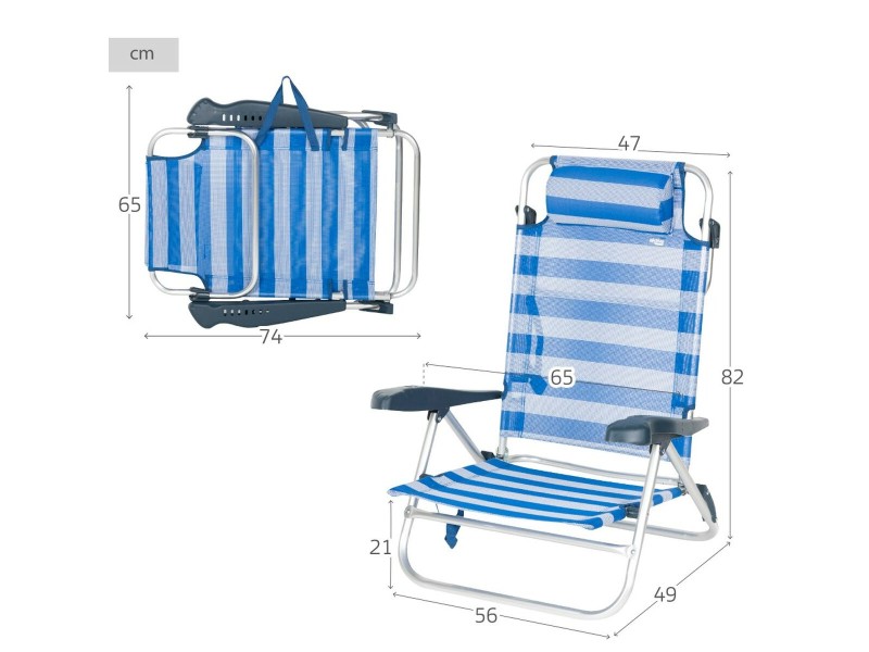 Плажен стол Aktive 47 x 82 x 49 cm (2 броя) NaN –  BB Сгъваеми столове