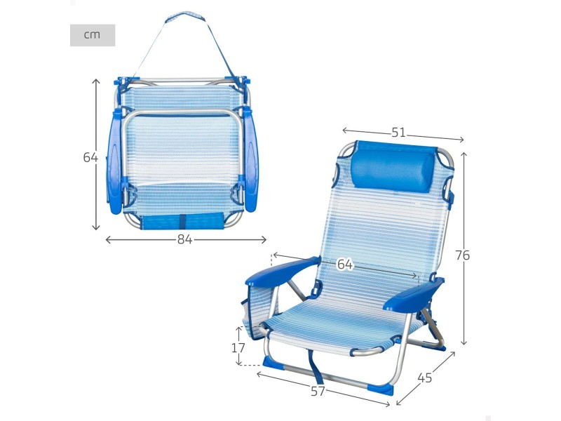 Плажен стол Aktive 51 x 76 x 45 cm (2 броя) NaN –  BB Сгъваеми столове
