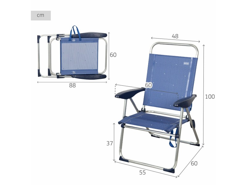 Плажен стол Aktive 48 x 100 x 60 cm (2 броя) NaN –  BB Сгъваеми столове