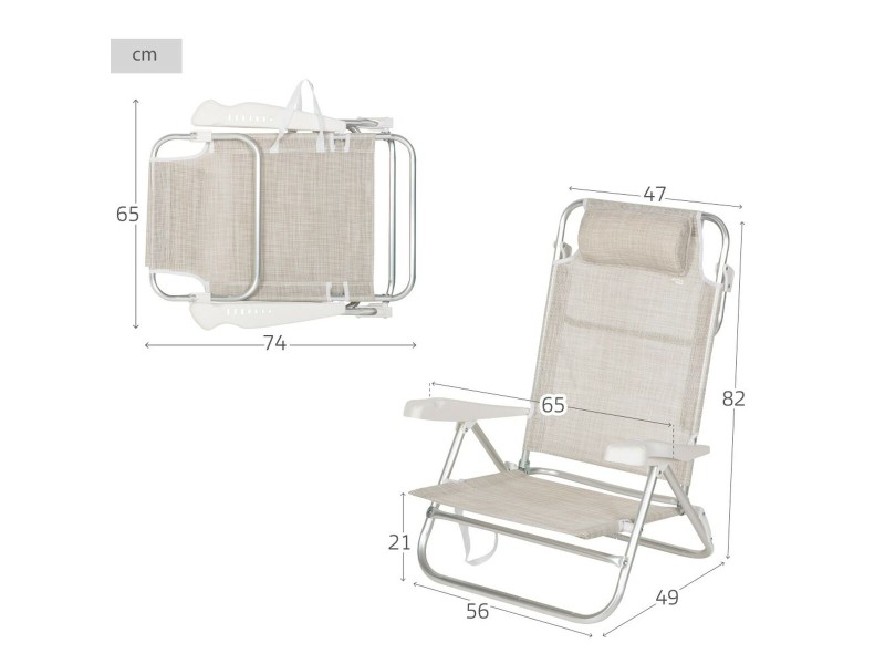 Плажен стол Aktive 47 x 82 x 49 cm (2 броя) NaN –  BB Сгъваеми столове