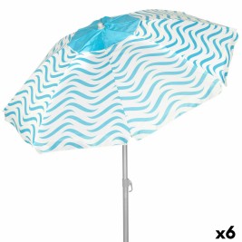 Плажен чадър Aktive Син Ø 220 cm 220 x 200 x 220 cm (6 броя)