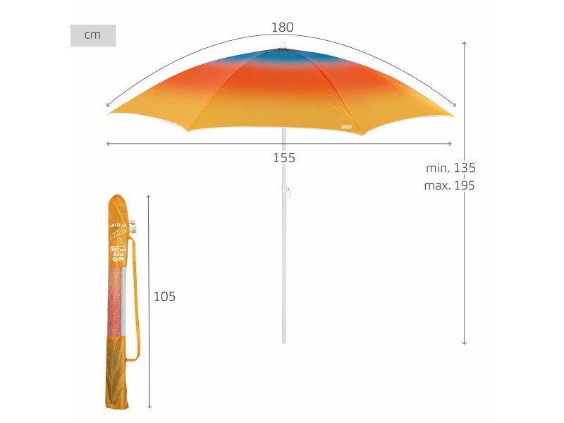 Плажен чадър Aktive Многоцветен 180 x 195 x 180 cm (6 броя) NaN –  BB Чадъри