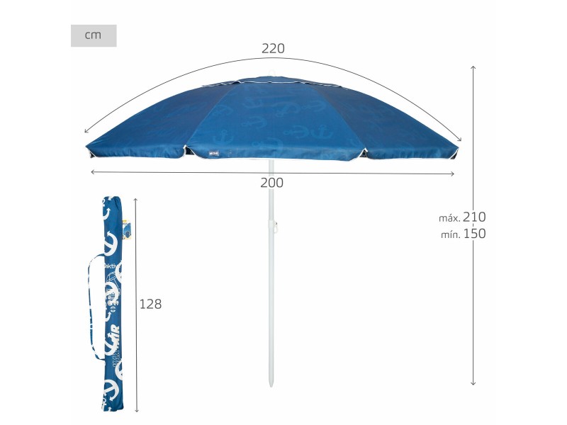 Плажен чадър Aktive Син 220 x 210 x 220 cm (6 броя) NaN –  BB Чадъри