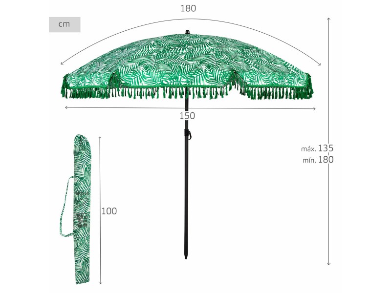 Плажен чадър Aktive Ø 180 cm 180 x 180 x 180 cm (6 броя) NaN –  BB Чадъри