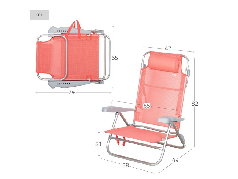 подплатен къмпинг стол Aktive 47 x 82 x 49 cm Flamingo (2 броя) NaN –  BB Сгъваеми столове