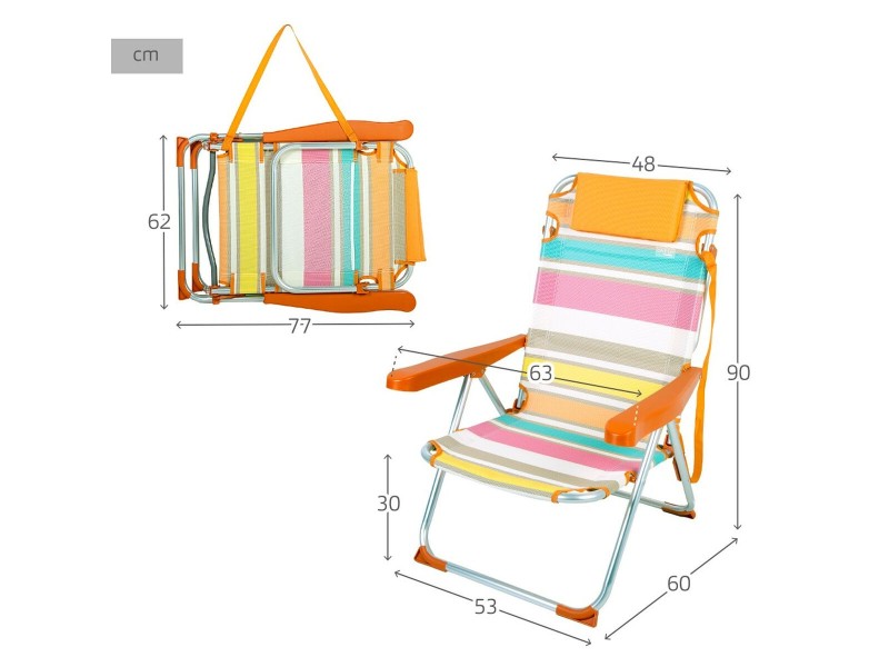 Плажен стол Aktive 48 x 90 x 60 cm NaN –  BB Сгъваеми столове от плат