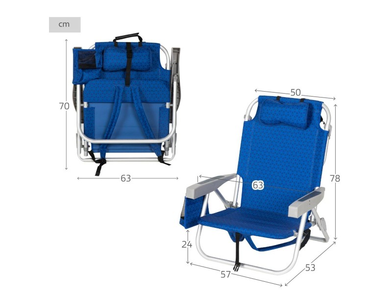 Плажен стол Aktive 50 x 78 x 53 cm NaN –  BB Сгъваеми столове от плат