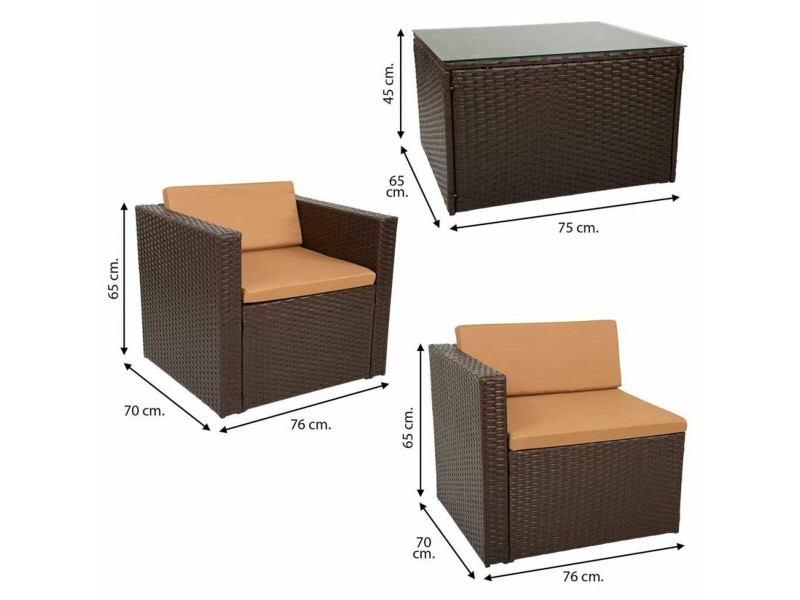 Градински мебели Alexandra House Living Кафяв 65 x 45 x 75 cm 4 Части NaN –  BB Комплекти градински мебели