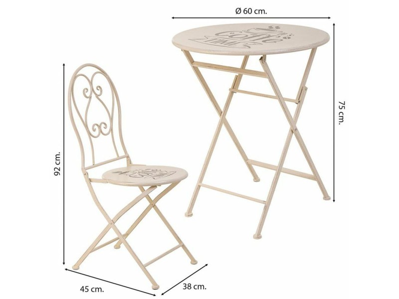 Комплект от маса с 2 стола Alexandra House Living Бял 60 x 75 x 60 cm NaN –  BB Комплекти градински мебели