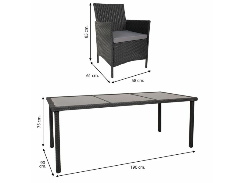 Градински мебели Alexandra House Living Черен 61 x 85 x 58 cm 9 Части NaN –  BB Комплекти градински мебели