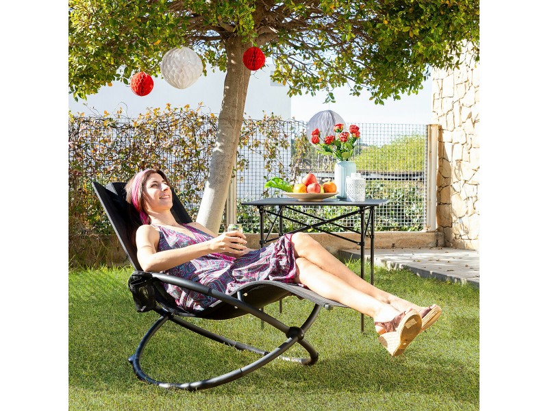 Сгъваем орбитален люлеещ се шезлонг InnovaGoods Rockorb Черен (След ремонт B) NaN –  BB Люлеещи се столове