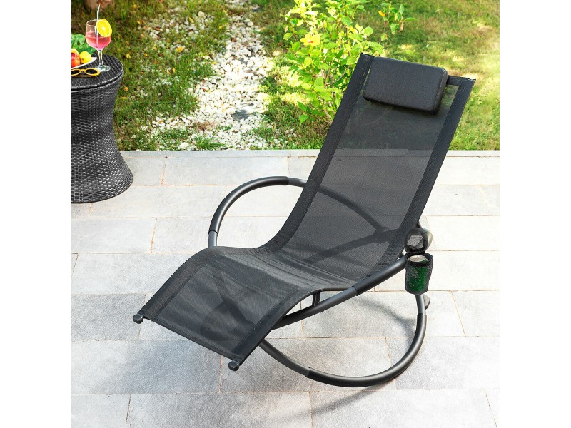 Сгъваем орбитален люлеещ се шезлонг InnovaGoods Rockorb Черен (След ремонт B) NaN –  BB Люлеещи се столове