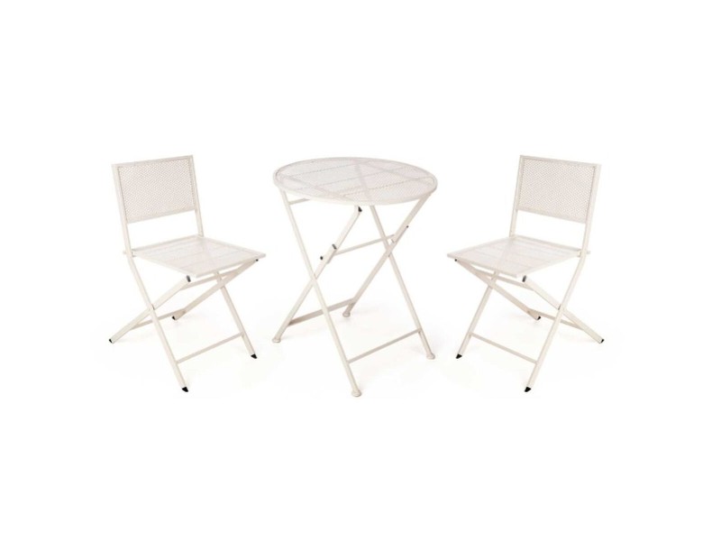 Комплект от маса с 2 стола Ibergarden HS23377/78 HS23377/78 Бял 96 x 60 x 22,5 cm NaN –  BB Комплекти градински мебели