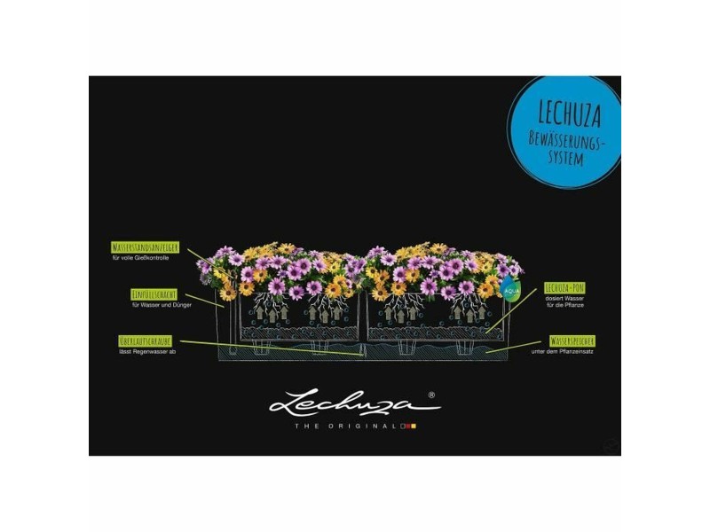 Саксия за самостоятелно поливане Lechuza Сребрист 79 x 19 x 19 cm Квадратен NaN –  BB Саксии