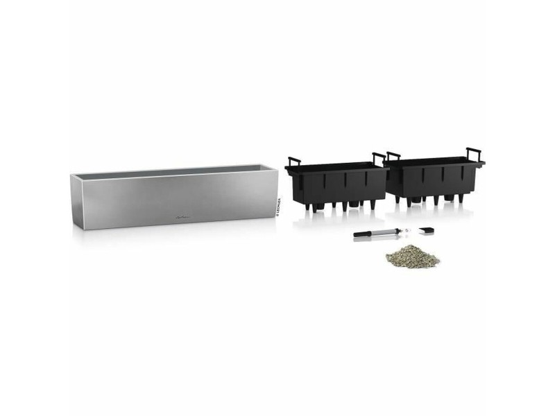 Саксия за самостоятелно поливане Lechuza Сребрист 79 x 19 x 19 cm Квадратен NaN –  BB Саксии
