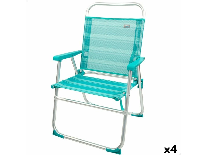 Плажен стол Aktive цвят тюркоаз 48 x 88 x 50 cm Алуминий Сгъваем (4 броя) NaN –  BB Сгъваеми столове
