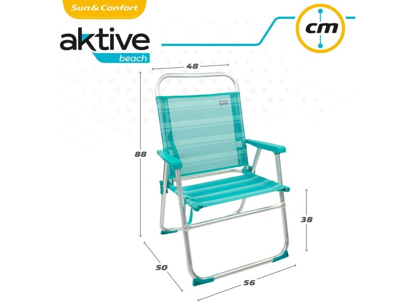 Плажен стол Aktive цвят тюркоаз 48 x 88 x 50 cm Алуминий Сгъваем (4 броя) NaN –  BB Сгъваеми столове