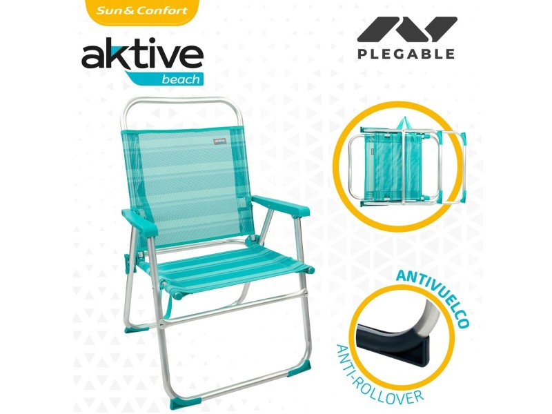 Плажен стол Aktive цвят тюркоаз 48 x 88 x 50 cm Алуминий Сгъваем (4 броя) NaN –  BB Сгъваеми столове