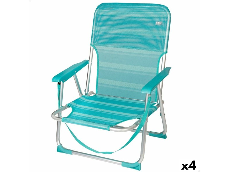 Плажен стол Aktive цвят тюркоаз 44 x 72 x 35 cm Алуминий Сгъваем (4 броя) NaN –  BB Сгъваеми столове