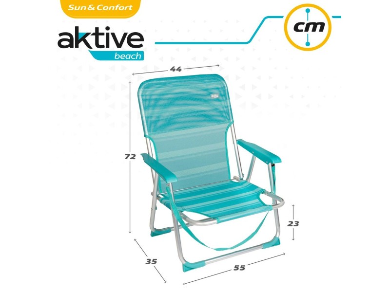 Плажен стол Aktive цвят тюркоаз 44 x 72 x 35 cm Алуминий Сгъваем (4 броя) NaN –  BB Сгъваеми столове