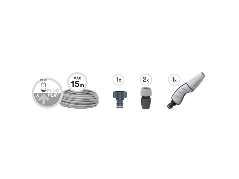 Комплект Маркуч с аксесоари GF Garden gf80267600 Разтяга Кошница Син 15 m Пластмаса NaN –  BB Градински маркучи
