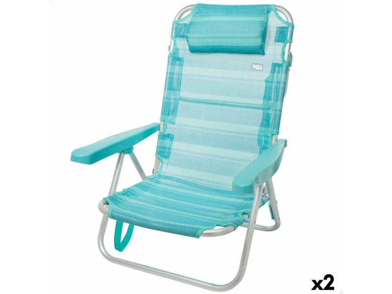 Плажен стол Aktive Сгъваем цвят тюркоаз 48 x 84 x 46 cm (2 броя) NaN –  BB Сгъваеми столове