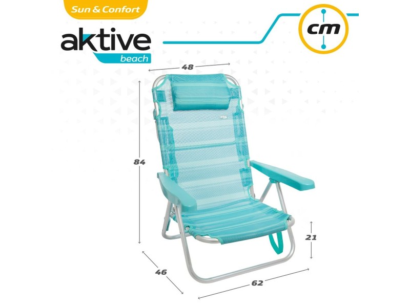 Плажен стол Aktive Сгъваем цвят тюркоаз 48 x 84 x 46 cm (2 броя) NaN –  BB Сгъваеми столове