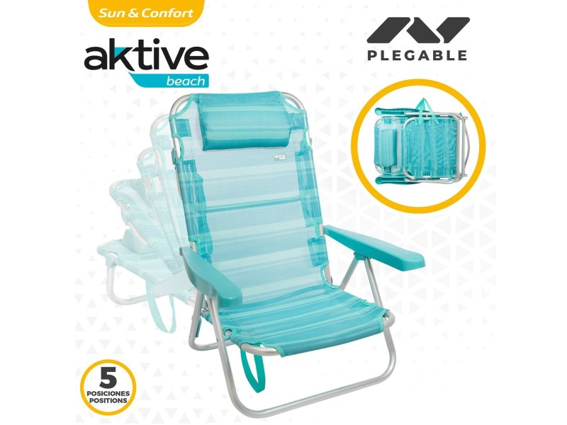 Плажен стол Aktive Сгъваем цвят тюркоаз 48 x 84 x 46 cm (2 броя) NaN –  BB Сгъваеми столове