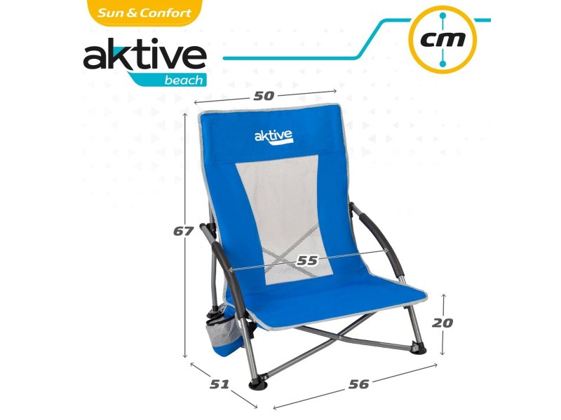 Плажен стол Aktive Син 50 x 67 x 51 cm (4 броя) NaN –  BB Сгъваеми столове