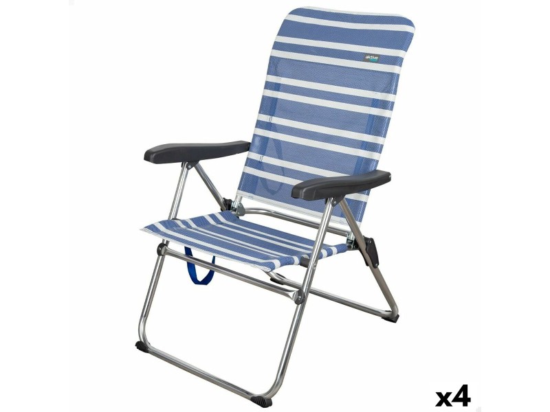 Плажен стол Aktive Mykonos Син 47 x 93 x 63 cm (4 броя) NaN –  BB Сгъваеми столове