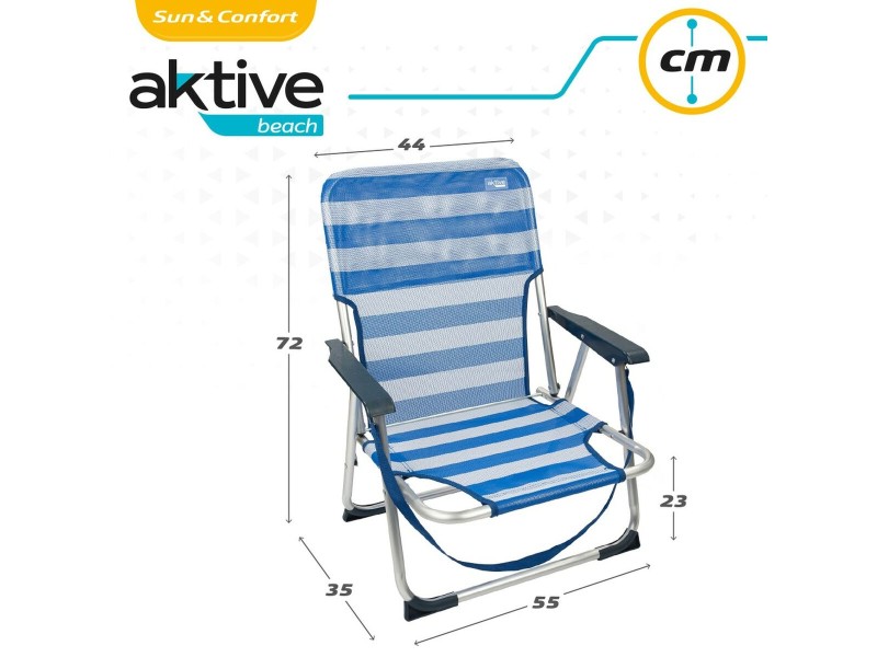 Плажен стол Aktive Сгъваем Син 44 x 72 x 35 cm (4 броя) NaN –  BB Сгъваеми столове