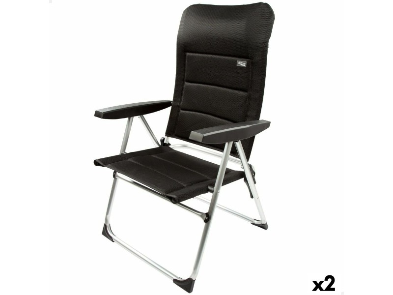 Плажен стол Aktive Deluxe Сгъваем Черен 49 x 105 x 59 cm (2 броя) NaN –  BB Сгъваеми столове