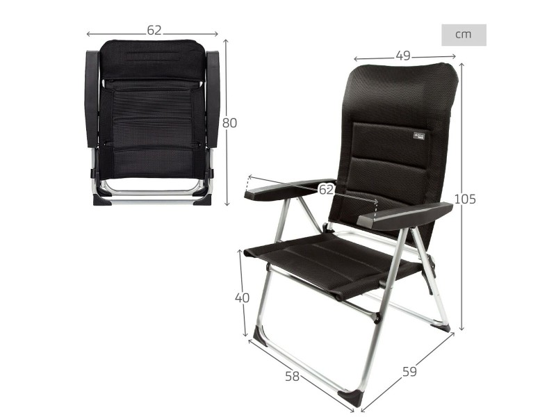 Плажен стол Aktive Deluxe Сгъваем Черен 49 x 105 x 59 cm (2 броя) NaN –  BB Сгъваеми столове