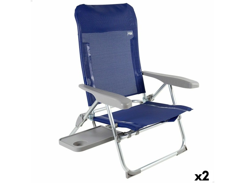 Плажен стол Aktive Slim Сгъваем Морско син 47 x 89 x 57 cm (2 броя) NaN –  BB Сгъваеми столове