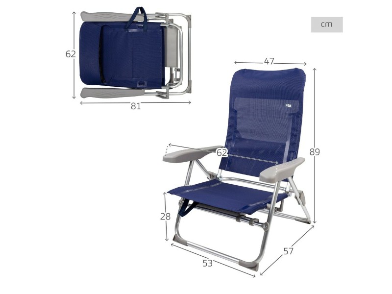 Плажен стол Aktive Slim Сгъваем Морско син 47 x 89 x 57 cm (2 броя) NaN –  BB Сгъваеми столове