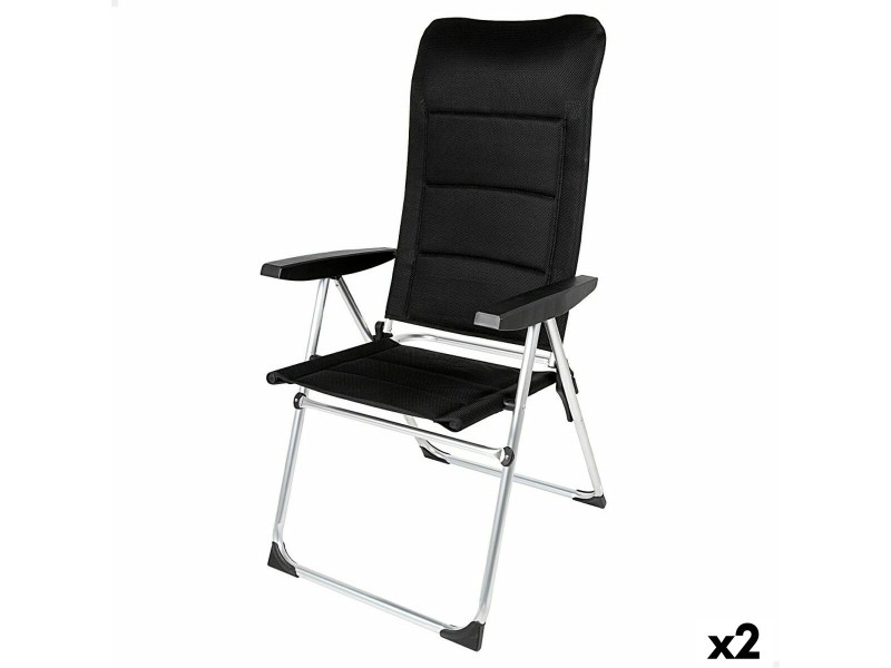 Плажен стол Aktive Deluxe Сгъваем Черен 49 x 123 x 67 cm (2 броя) NaN –  BB Сгъваеми столове