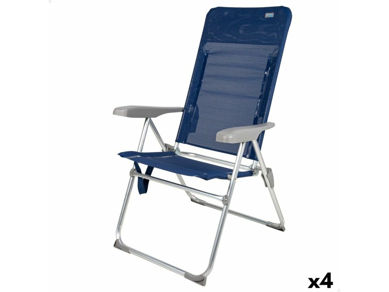 Плажен стол Aktive Slim Сгъваем Морско син 47 x 107 x 66 cm (4 броя) NaN –  BB Сгъваеми столове
